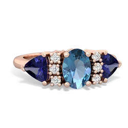 Blue Topaz Antique Style Three Stone 14K Rose Gold ring R2186