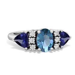 Blue Topaz Antique Style Three Stone 14K White Gold ring R2186