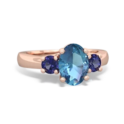 Blue Topaz Three Stone Oval Trellis 14K Rose Gold ring R4024