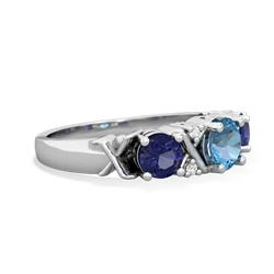 Blue Topaz Hugs And Kisses 14K White Gold ring R5016