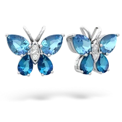 Blue Topaz Butterfly 14K White Gold earrings E2215