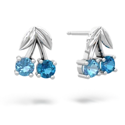 Blue Topaz Sweet Cherries 14K White Gold earrings E7001