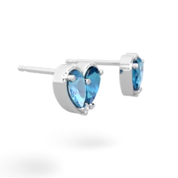 Blue Topaz 'Our Heart' 14K White Gold earrings E5072