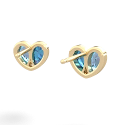 Blue Topaz 'Our Heart' 14K Yellow Gold earrings E5072