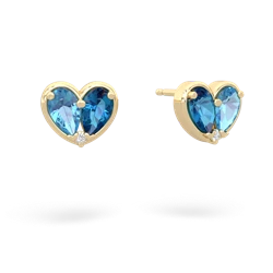 Blue Topaz 'Our Heart' 14K Yellow Gold earrings E5072