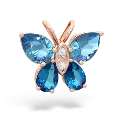 Blue Topaz Butterfly 14K Rose Gold pendant P2215