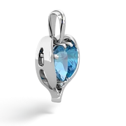 Blue Topaz Two Become One 14K White Gold pendant P5330