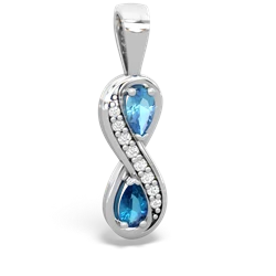 Blue Topaz Diamond Infinity 14K White Gold pendant P5390