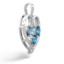 Blue Topaz Glowing Heart 14K White Gold pendant P2233