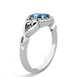 Blue Topaz Love Nest 14K White Gold ring R5860