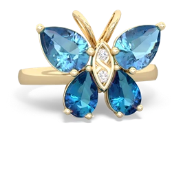 Blue Topaz Butterfly 14K Yellow Gold ring R2215