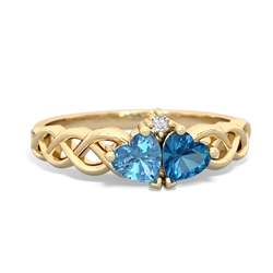 Blue Topaz Heart To Heart Braid 14K Yellow Gold ring R5870