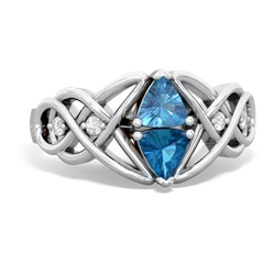 Blue Topaz Keepsake Celtic Knot 14K White Gold ring R5300