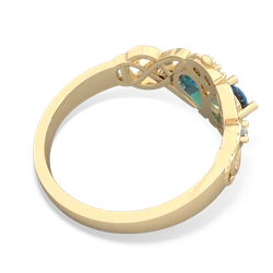 Blue Topaz 'One Heart' Celtic Knot Claddagh 14K Yellow Gold ring R5322