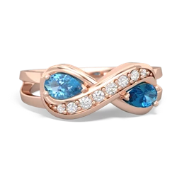 Blue Topaz Diamond Infinity 14K Rose Gold ring R5390