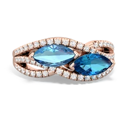 Blue Topaz Diamond Rivers 14K Rose Gold ring R3070