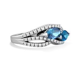 Blue Topaz Diamond Rivers 14K White Gold ring R3070