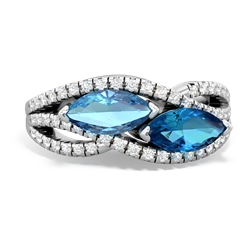 Blue Topaz Diamond Rivers 14K White Gold ring R3070