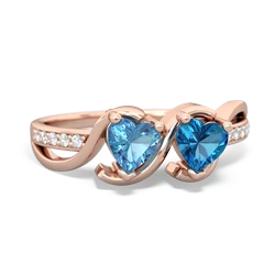 Blue Topaz Side By Side 14K Rose Gold ring R3090