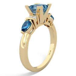 Blue Topaz 6Mm Princess Eternal Embrace Engagement 14K Yellow Gold ring C2002