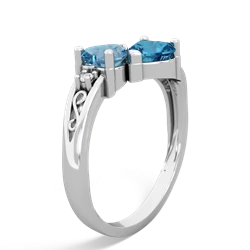 Blue Topaz Snuggling Hearts 14K White Gold ring R2178