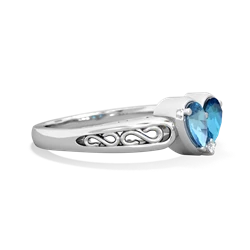 Blue Topaz Filligree 'One Heart' 14K White Gold ring R5070