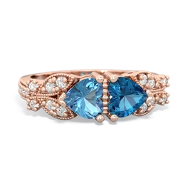 Blue Topaz Diamond Butterflies 14K Rose Gold ring R5601