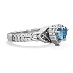 Blue Topaz Celtic Knot Two Hearts As One 14K White Gold ring R2644HRT