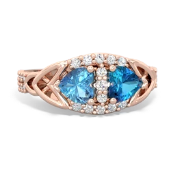 Blue Topaz Sparkling Celtic Knot 14K Rose Gold ring R2645