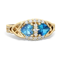 Blue Topaz Sparkling Celtic Knot 14K Yellow Gold ring R2645