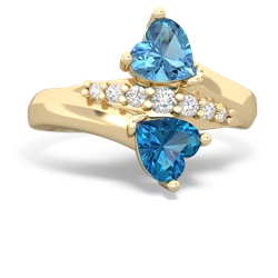 Blue Topaz Heart To Heart 14K Yellow Gold ring R2064