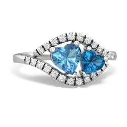 Blue Topaz Mother And Child 14K White Gold ring R3010