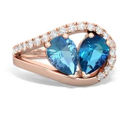 Blue Topaz Nestled Heart Keepsake 14K Rose Gold ring R5650