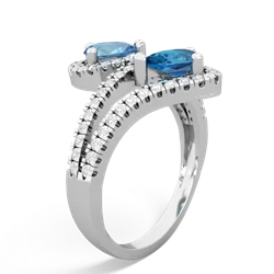 Blue Topaz Diamond Dazzler 14K White Gold ring R3000