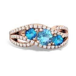 Blue Topaz Three Stone Aurora 14K Rose Gold ring R3080