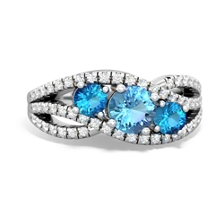 Blue Topaz Three Stone Aurora 14K White Gold ring R3080