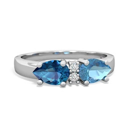 Blue Topaz Pear Bowtie 14K White Gold ring R0865