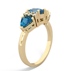 Blue Topaz Antique Style Three Stone 14K Yellow Gold ring R2186