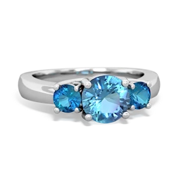 Blue Topaz Three Stone Round Trellis 14K White Gold ring R4018