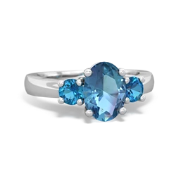 Blue Topaz Three Stone Oval Trellis 14K White Gold ring R4024