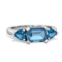 Blue Topaz Three Stone 14K White Gold ring R5235