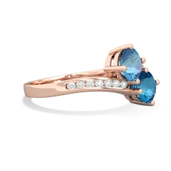 Blue Topaz Channel Set Two Stone 14K Rose Gold ring R5303