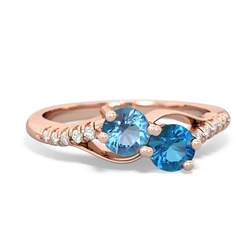 Blue Topaz Infinity Pave Two Stone 14K Rose Gold ring R5285