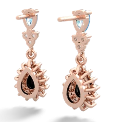 Blue Topaz Halo Pear Dangle 14K Rose Gold earrings E1882