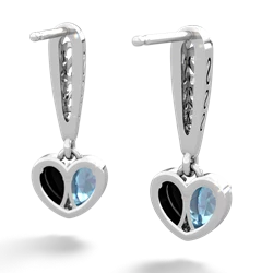 Blue Topaz Filligree Heart 14K White Gold earrings E5070