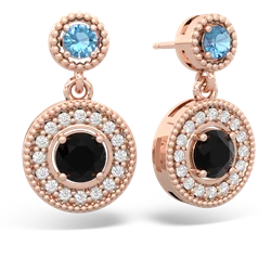 Blue Topaz Halo Dangle 14K Rose Gold earrings E5319