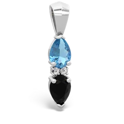 Blue Topaz Bowtie Drop 14K White Gold pendant P0865
