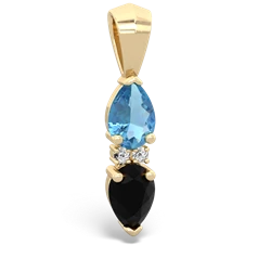 Blue Topaz Bowtie Drop 14K Yellow Gold pendant P0865