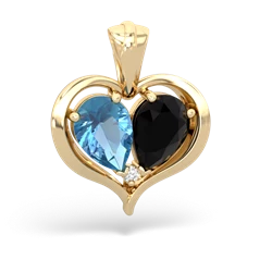 Blue Topaz Two Become One 14K Yellow Gold pendant P5330