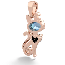 Blue Topaz Kitten 14K Rose Gold pendant P5780